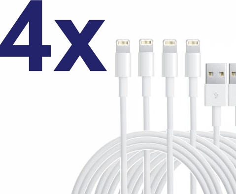 ᐅ • Lightning kabel voor Apple iPhone & - 1 Meter - 4 stuks | Snel en Goedkoop: PhoneGigant.nl