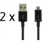 2 stuks Originele Oplaadkabel Micro-USB Zwart 1M voor Samsung