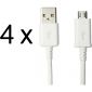 4 stuks Originele Oplaadkabel Micro-USB Wit 1M voor Samsung