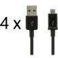 4 stuks Originele Oplaadkabel Micro-USB Zwart 1M voor Samsung