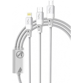 Aspor 3-in-1 kabel - Lightning + Micro-USB + USB-C - Zilver