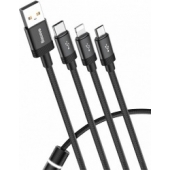 Baseus 3-in-1 kabel - Lightning + Micro-USB + USB-C - Zwart