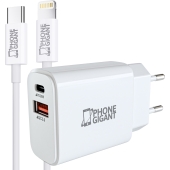 PhoneGigant USB-A / USB-C Adapter + USB-C naar Lightning kabel 1 Meter